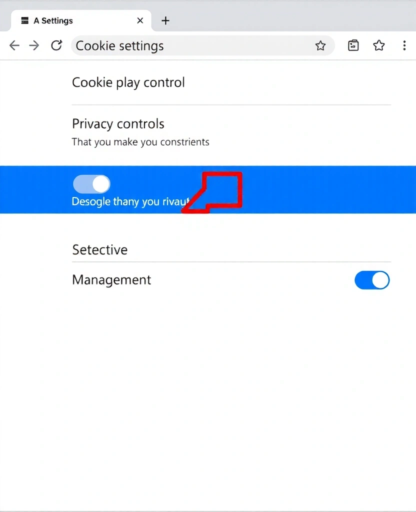 Cookie management interface showing browser settings and preferences