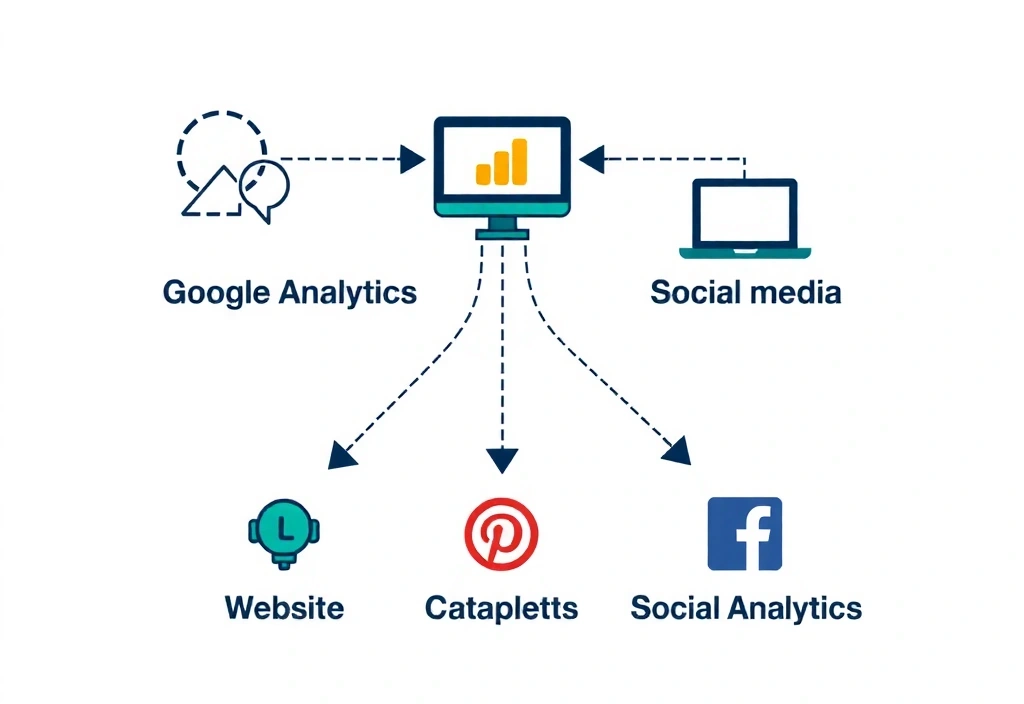 Third-party cookies integration diagram showing connections between website and external services